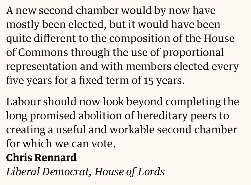Letter about The House of Lords in the Guardian 